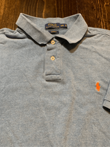 POLO RALPH LAUREN Polo Shirt-Blue/Pink Logo Cotton S/S EUC Mens 2XL - $12.38