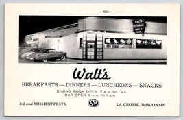 La Crosse WI Walt&#39;s Restaurant Wisconsin to Hoff Family Fargo ND Postcard E28 - £14.90 GBP