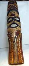 African Tribal Mask Hand Carved 20&quot; Tall multi-tone Ceremonial - £47.03 GBP