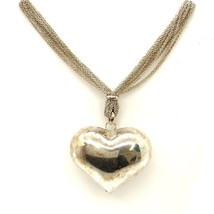 Vtg Signed 925 Dyadema Italy Sterling Puffy Heart Multi Strand Chain Necklace 18 - £154.79 GBP