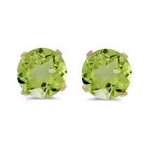 9K Gold &amp; 3mm Round Peridot Crystals Stud Earrings - £25.20 GBP
