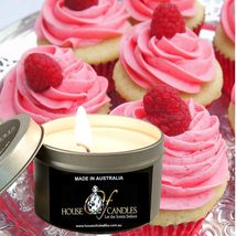 Raspberry Cream Cupcakes Eco Soy Wax Scented Tin Candles, Vegan, Hand Poured - £11.81 GBP+