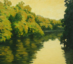 Sunset Over the Rive, 24x36 Vietnamese actual hand painted o - $249.00