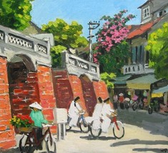 The Old Gate in Hanoi, 24x32&quot; Vietnamese actual hand painted  - £211.52 GBP