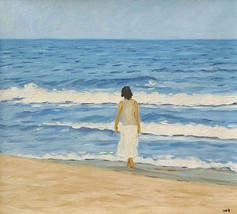 Lady on the Beach, 24x36 Vietnamese actual hand painted orig - £101.93 GBP