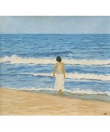Lady on the Beach, 24x36 Vietnamese actual hand painted orig - $129.00
