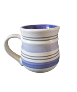 Pfaltzgraff Rio Stoneware Coffee Mug White Blue Striped Country Vintage - £10.10 GBP