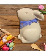 Vintage Cookie Jar Bunny Blue Scarf With Carrots Ceramic White Kitchen R... - £61.85 GBP