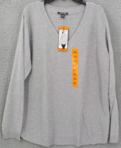 Hilary Radley Sweater Women&#39;s SZ XXL Gray V-Neck Long Sleeve Sweatshirt NWT - £4.81 GBP