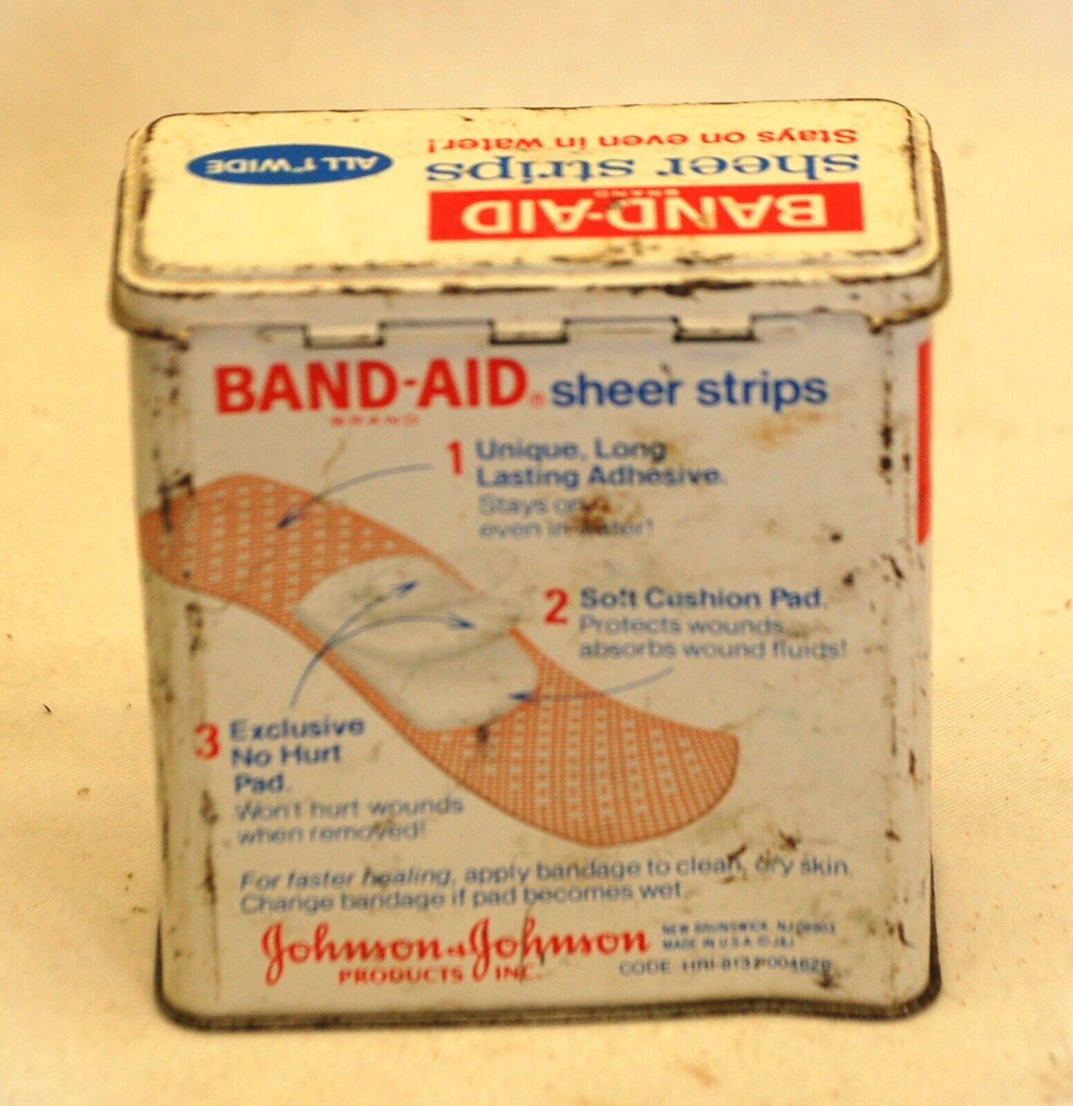 Johnson & Johnson Band Aid Bandage Metal Tin Box Hinged Container Item image 3