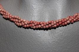  THE TWIST BEADS ERA!  36&quot; NECKLACE OF 4 MM ROUND BEADS LIGHT RED BLENDS - $2.29