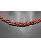  THE TWIST BEADS ERA!  36" NECKLACE OF 4 MM ROUND BEADS LIGHT RED BLENDS - $2.29