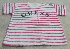 Vintage Baby Guess USA Toddler Baby Size XS Pink Striped T-Shirt - £10.30 GBP