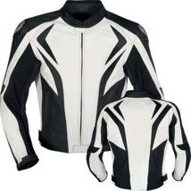 Men White &amp; Black Quilted Leather Jacket Men&#39;s  Motorcycle Leather Racin... - £125.80 GBP