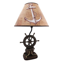 Zeckos `Captain`s Destiny` Ship`s Wheel Nautical Boat Table Lamp Anchor Shade - £62.27 GBP