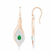 Natural Emerald Oval Drop Earrings for Women in 14K &amp; Gold (Grade-AAA , 4x3MM) - £619.89 GBP