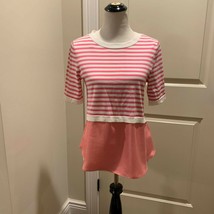 NWT COS Button Back Pink and White Cotton Silk Sweater SZ XS - $904.22 MXN