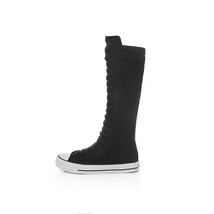 Ryamag New Women&#39;s Canvas Boots Long Boots Zip Shoes Flats Platform High Top Lac - £56.54 GBP