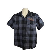 Harley Davidson Mechanic Garage Plaid Gray Black Button Up Shirt Large P... - £63.06 GBP