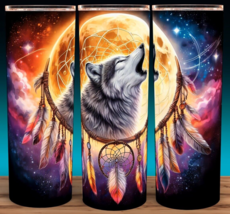 Native American Wolf Dream Catcher Full Moon Cup Mug Tumbler 20oz - £15.82 GBP