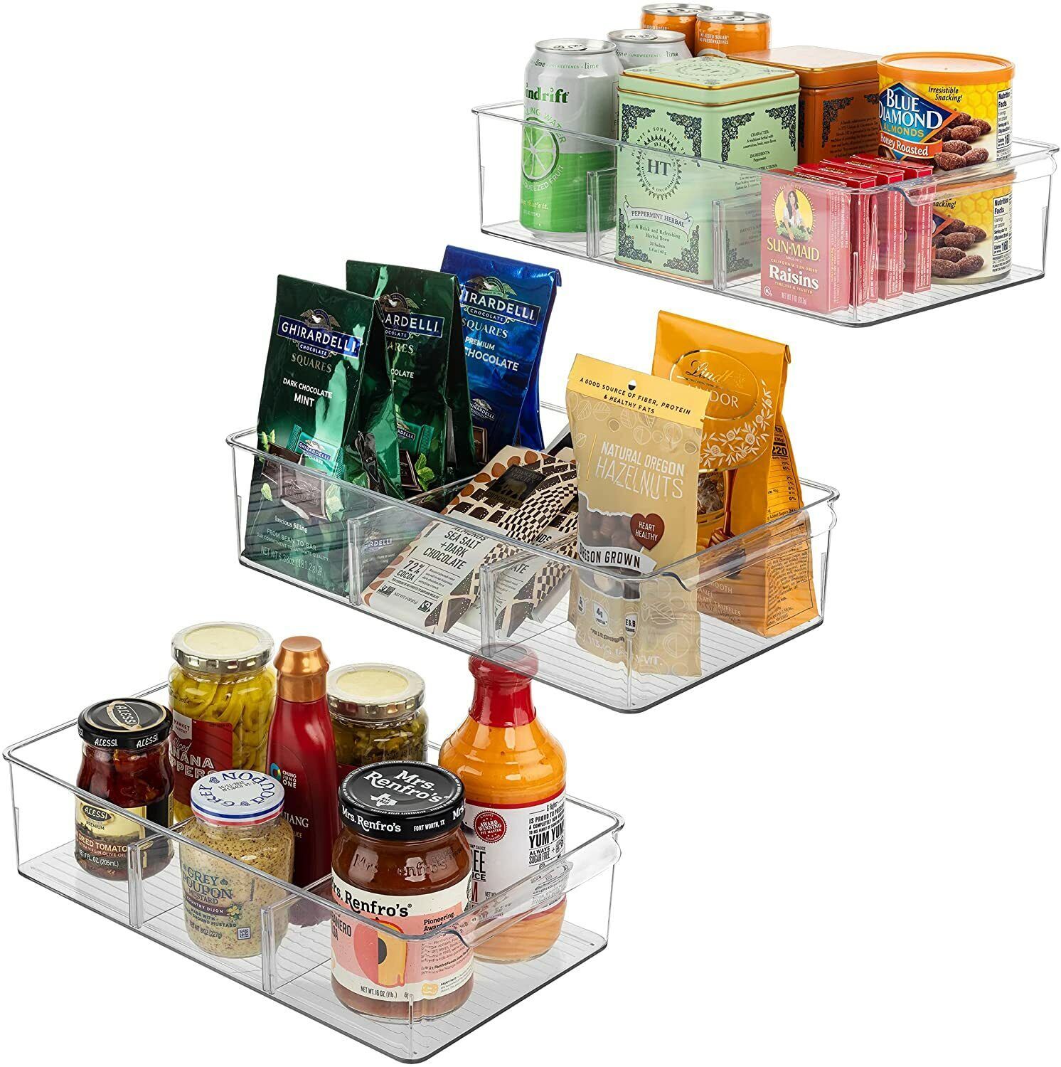 Primary image for Sorbus Organizer Bins with Removable Compartments for Cabinet & Fridge (3-Pack)