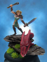 Painted Ral Partha MageKnight Miniature Elf Scout Slaying Dragon - $74.50