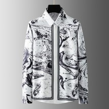  Printing Shirts for Men Long Sleeve Social Business Dress Shirts Slim Fit Casua - £236.76 GBP