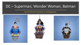 DC Comics - Superman Wonder Woman, &amp; Batman Set of 3 pcs. Clip-on Ornaments - £19.42 GBP