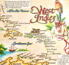 1993 West Indies Buck Island St Croix Placemat Vintage Drink Recipes Map... - $19.99