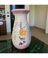 Laura Ashley Home Floral Ceramic Vase Pair by FTD – Pink Garden Stripe B... - $44.54