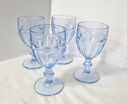 Set 4 Libbey MISTY BLUE Wine Glasses Duratuff Gibraltar 6 1/8&quot;  8 oz 2 Sets Aval - £35.44 GBP