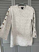 Lane Bryant Plus Size 10 / 12 Button Sleeve Detail Sweater Beige Marled - £11.39 GBP