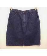 Real Comforts Skirt Sz 10 Navy Blue Jean Denim Prewashed Cotton Short St... - $8.63