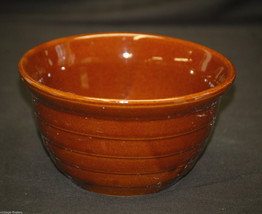 Monmouth Brwn Glazed Beehive Stoneware Pottery Ribbed Mixing Bowl Maple Leaf USA - £27.65 GBP