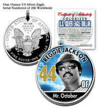 REGGIE JACKSON 2006 American Silver Eagle Dollar 1 oz US Colorized Coin Yankees - £67.44 GBP