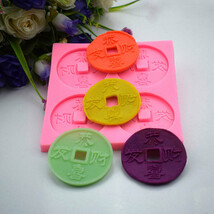 Copper Coins Gongxi Fa Cai Fondant Silicone Clay Mold - $361.69 MXN