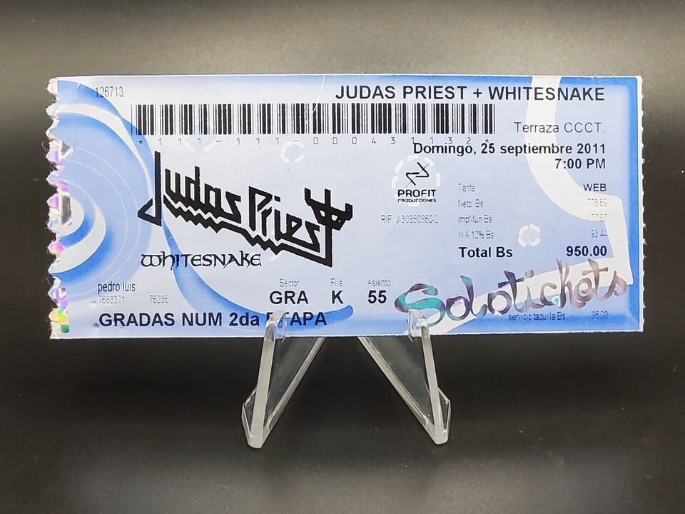 Primary image for Rare and scarce Judas Priest Concert Ticket Stub from 2011 in Venezue;a