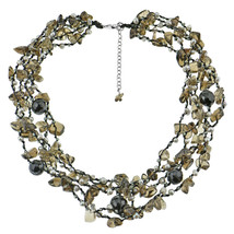 Beach Beauty Stone Crystal and Pearls Multi-Strand Handmade Necklace - £27.68 GBP