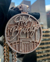 6.4Ct Lab Created Diamond Men Hip Hop Iced Custom Charm Pendant 14K Rose Gold FN - £154.38 GBP