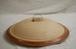 Antique Crock Dome Lid Stoneware Pottery Earth Tones Ringed Sides Wire H... - £71.05 GBP