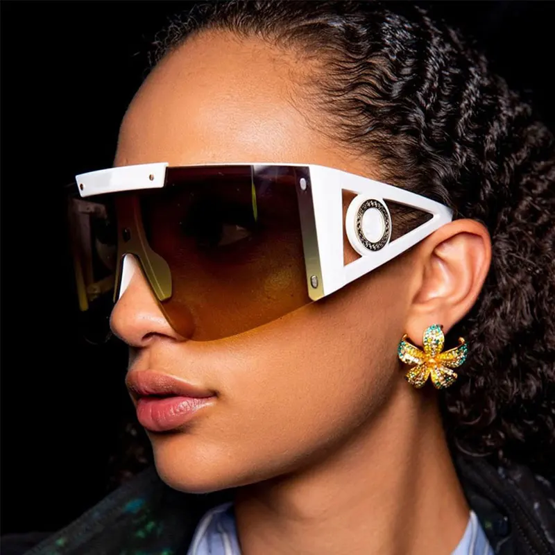 2021 Oversized Sunglasses Men Luxury Brand Glasses Rimless Women Retro Big Frame - £9.85 GBP