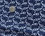 7/8 yard 45&quot; wide 100% cotton calico paisley print navy &amp; Ivory Marcus B... - £10.96 GBP