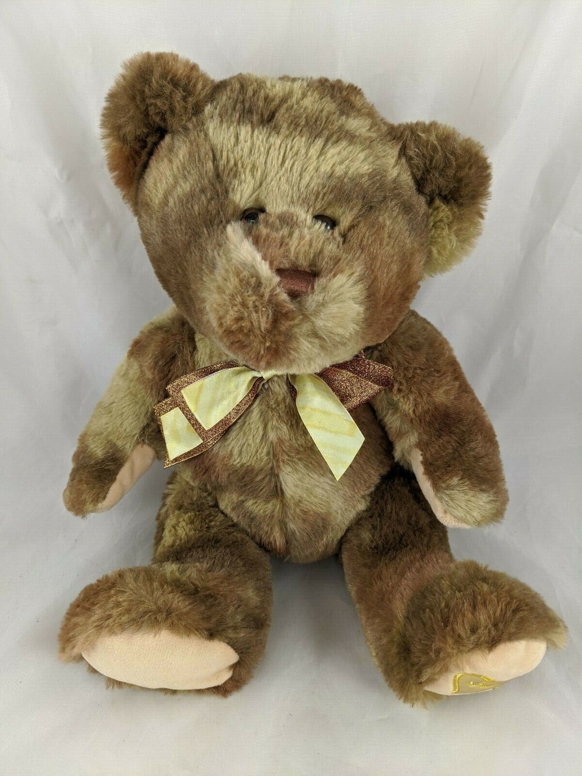 Hugfun Brown Bear 13 Inch Gold Heart Stuffed Animal Toy - £7.87 GBP