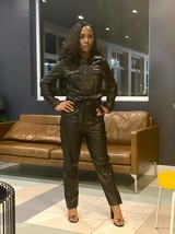 Stylish Black Leather Romper Belted Women 100% Genuine Leather Festive J... - £193.11 GBP+