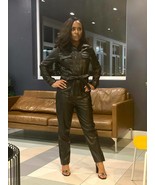 Stylish Black Leather Romper Belted Women 100% Genuine Leather Festive J... - $360.04 CAD+