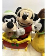 Disney Gemmy Musical Plush Pluto Mickey Goofy Sled Here Come Santa Claus... - £21.27 GBP