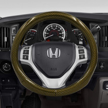 Brand New Car Steering Wheel Cover Protector Carbon Fiber PU Leather Gold 15&quot; - £14.38 GBP