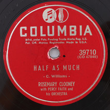 Rosemary Clooney W/ Percy Faith - Half As Much/Poor Whip Will 78 rpm Rec... - $17.83