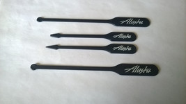  ALASKA AIRLINE Swizzle Sticks Drink Stirrers &amp; Olive Picks Set of 4  - £8.88 GBP