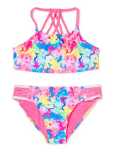 Wonder Nation Girls 2-Piece Mermaid Bikini Swimsuit, Pink Size L(10-12) - £13.21 GBP